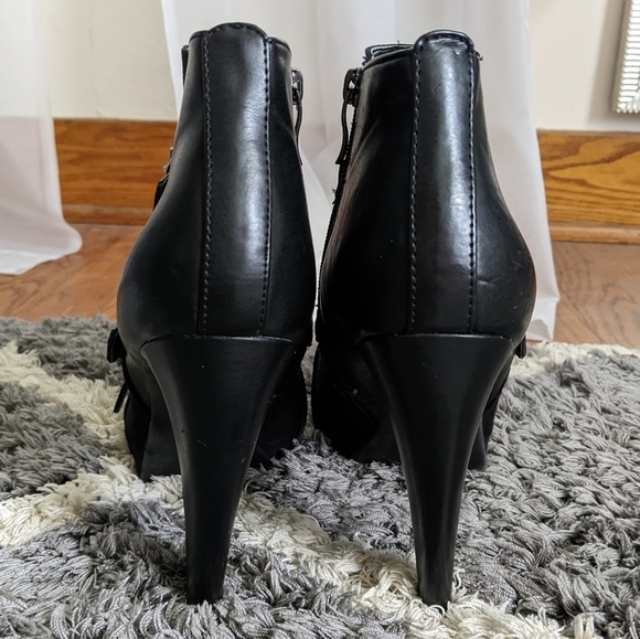 Sam & Libby Ankle Boot Women's 10 Black Faux Suede Buckle Stiletto Heel - Picture 5 of 8